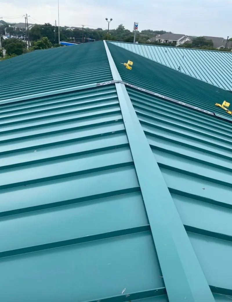 Green commercial metal roof ridge and valley for Metal Roof Repair in Kenton